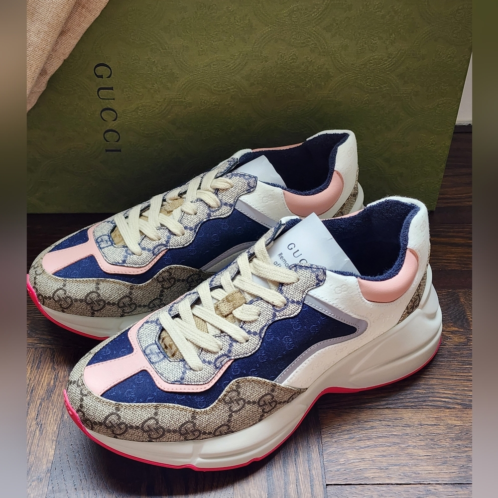 $850 Brand New Gucci GG Rhyton Beige White Pink Sneakers Women G EU 36  US 6 - Picture 3 of 12